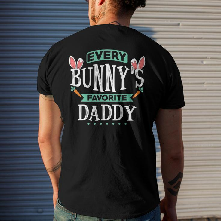 Mens Every Bunnys Favorite Daddy Tee Cute Easter Egg Gift Men's Crewneck Short Sleeve Back Print T-shirt Gifts for Him