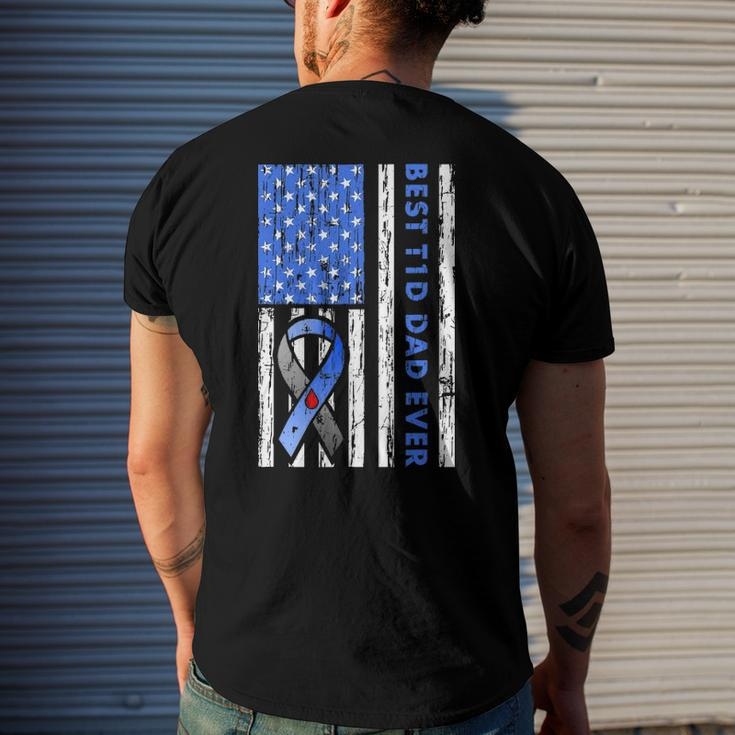 Mens T1d Dad Type 1 Diabetes American Flag Fathers Day Gift Idea Men's Crewneck Short Sleeve Back Print T-shirt Gifts for Him