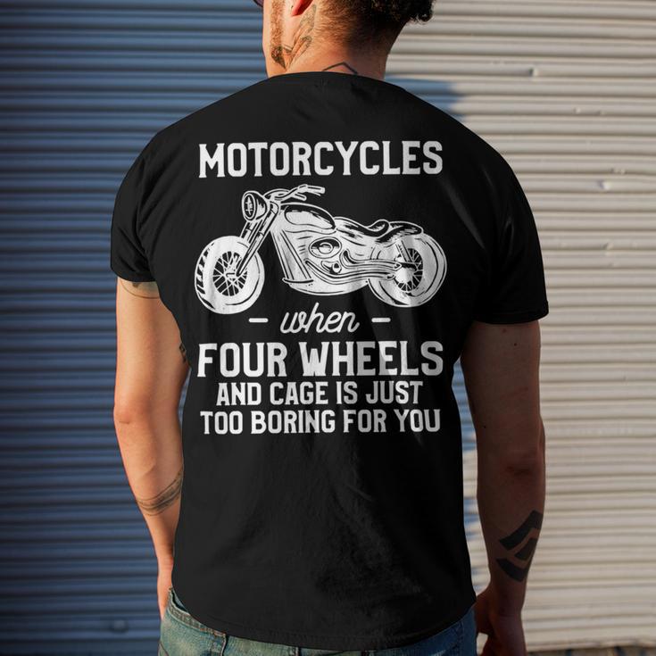 Motorcycles When Four Wheels Cage Is 461 Shirt Men's Crewneck Short Sleeve Back Print T-shirt Gifts for Him