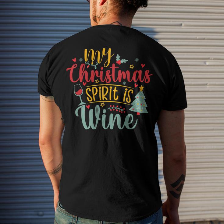 My Christmas Spirit Is Wine Funny 555 Shirt Men's Crewneck Short Sleeve Back Print T-shirt Gifts for Him