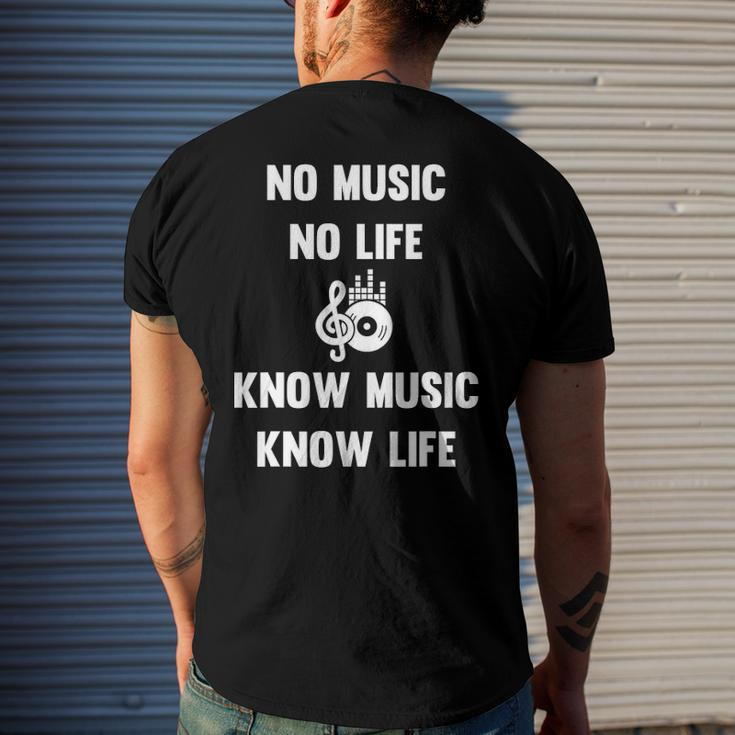 No Music No Life Know Music Know Life For Musicians Men's Back Print T-shirt Gifts for Him