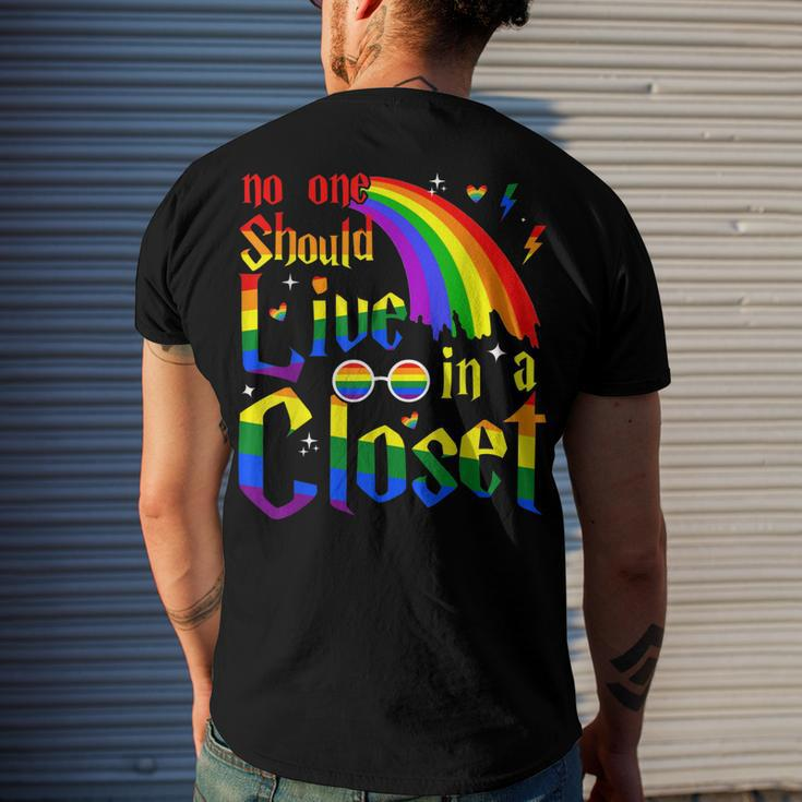 No One Should Live In A Closet Lgbt-Q Gay Pride Proud Ally Men's Back Print T-shirt Gifts for Him