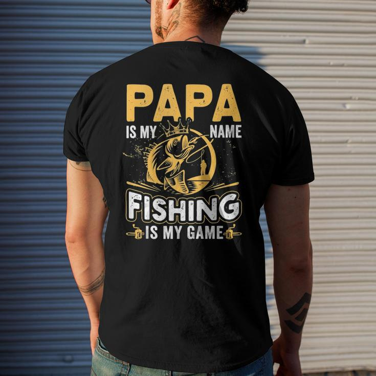 Papa Is My Name Fishing Is My Game Men's Back Print T-shirt Gifts for Him