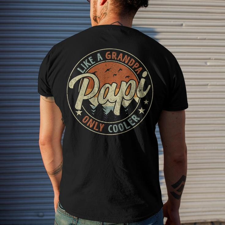 Papi Like A Grandpa Only Cooler Vintage Retro Fathers Day Men's Back Print T-shirt Gifts for Him