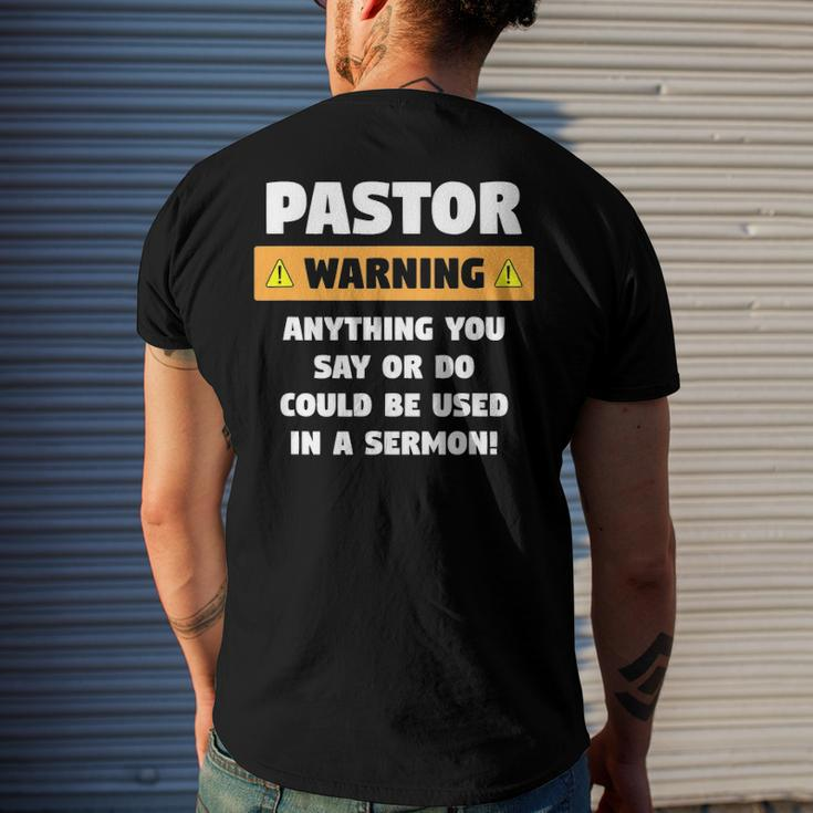 Mens Pastor Warning Sermon For A Pastor Men's Back Print T-shirt Gifts for Him