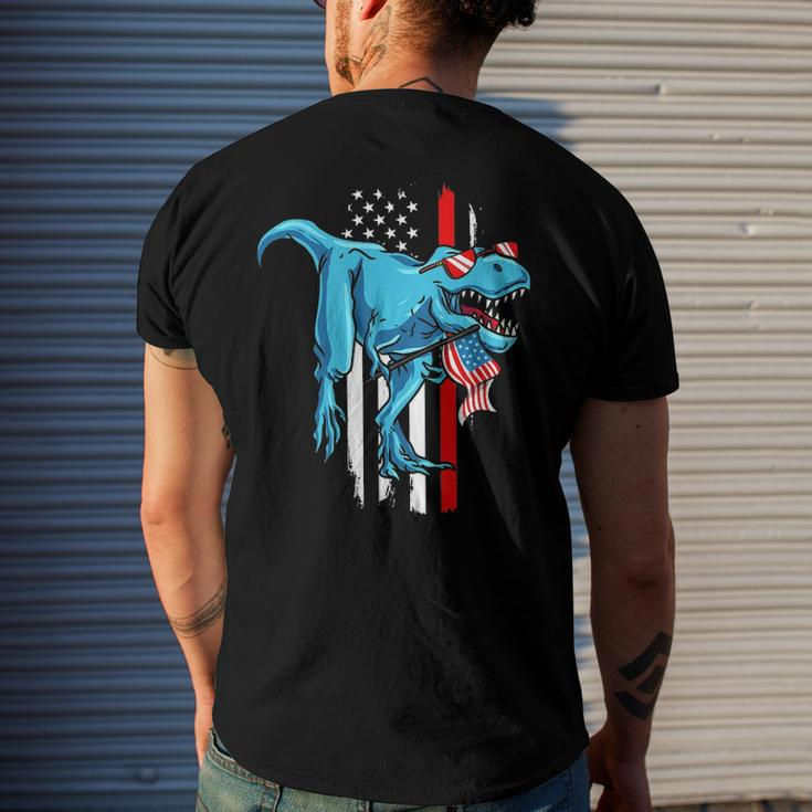 Patriotic 4Th Of July Kids Boys Dinosaurrex American Flag Men's Back Print T-shirt Gifts for Him