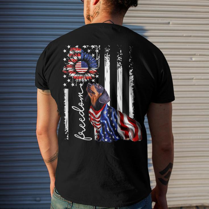 Patriotic 4Th Of July Weiner Dachshund Dog Freedom Men's T-shirt Back Print Gifts for Him