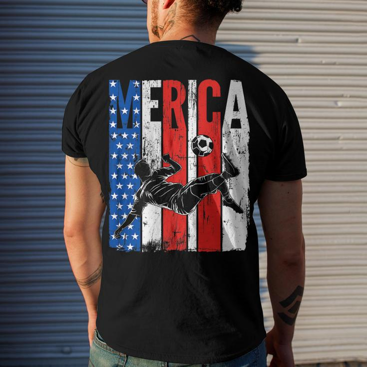 Patriotic American Flag Soccer Ball 4Th Of July Soccer Men's T-shirt Back Print Gifts for Him
