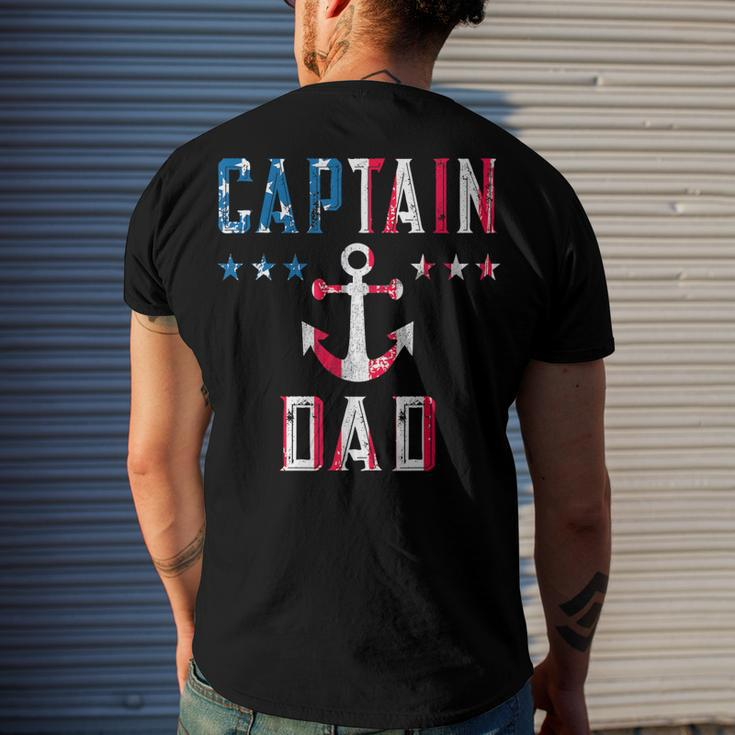 Mens Patriotic Captain Dad American Flag Boat Owner 4Th Of July Men's T-shirt Back Print Gifts for Him
