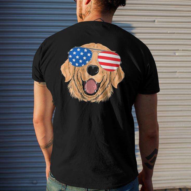 Patriotic Golden Retriever Dog 4Th Of July Men's Back Print T-shirt Gifts for Him