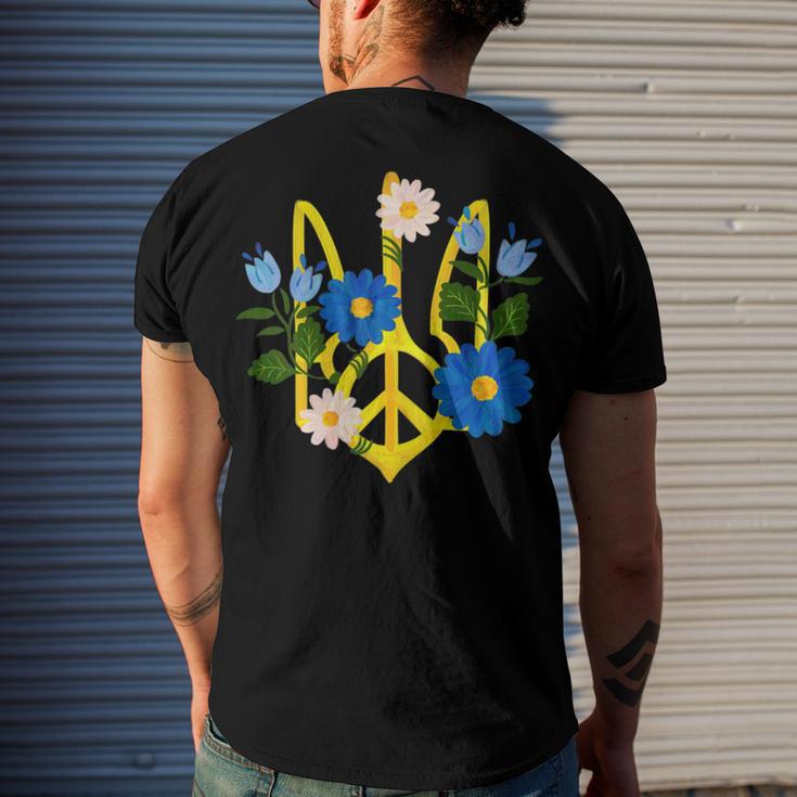 Peace In The Crest Of Ukraine Peace And Solidarity For Ukraine Men's Crewneck Short Sleeve Back Print T-shirt Gifts for Him