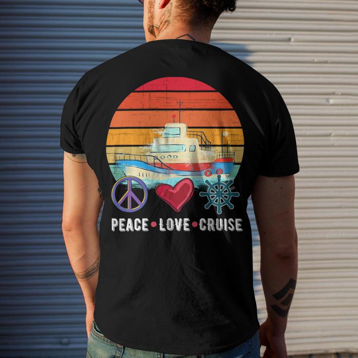 Peace Love Cruising Family Cruise Vacation Matching Gift V2 Men's Crewneck Short Sleeve Back Print T-shirt Gifts for Him