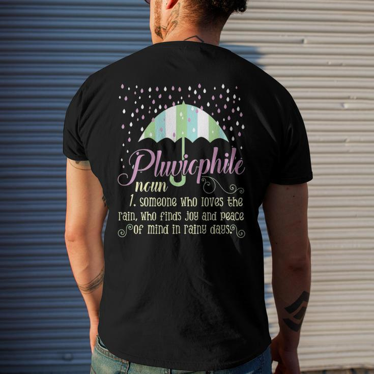Pluviophile Definition Rainy Days And Rain Lover Men's Back Print T-shirt Gifts for Him