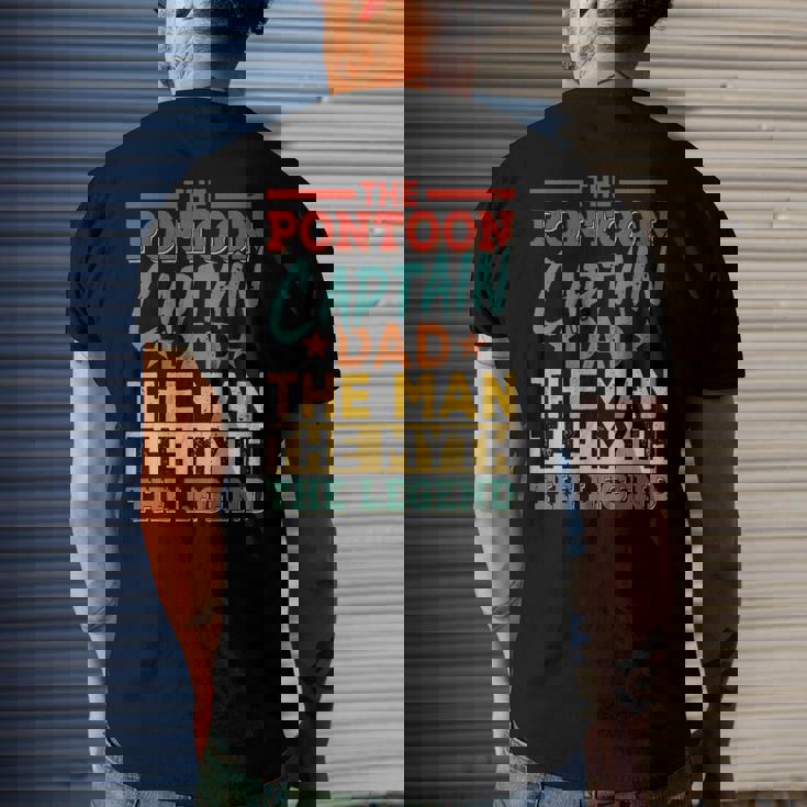 The Pontoon Captain Dad The Man Myth Happy Fathers Day Men's Back Print T-shirt Gifts for Him