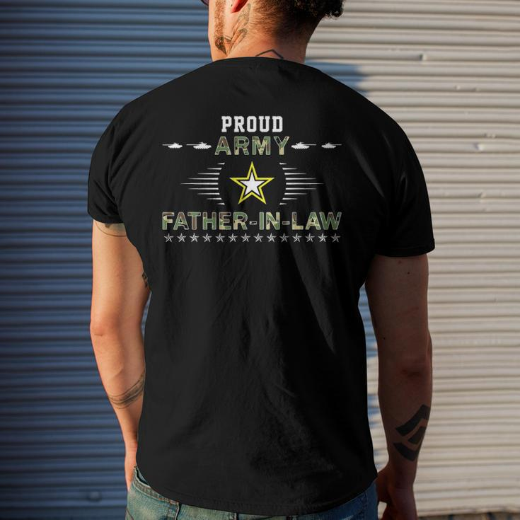 Mens Proud Army Father-In-Law Camouflage Graphics Army Men's Back Print T-shirt Gifts for Him