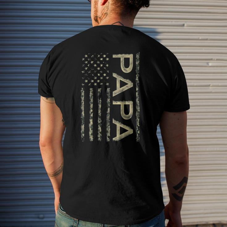 Proud Papa Fathers Day Camouflage American Flag 4Th Of July Men's Back Print T-shirt Gifts for Him