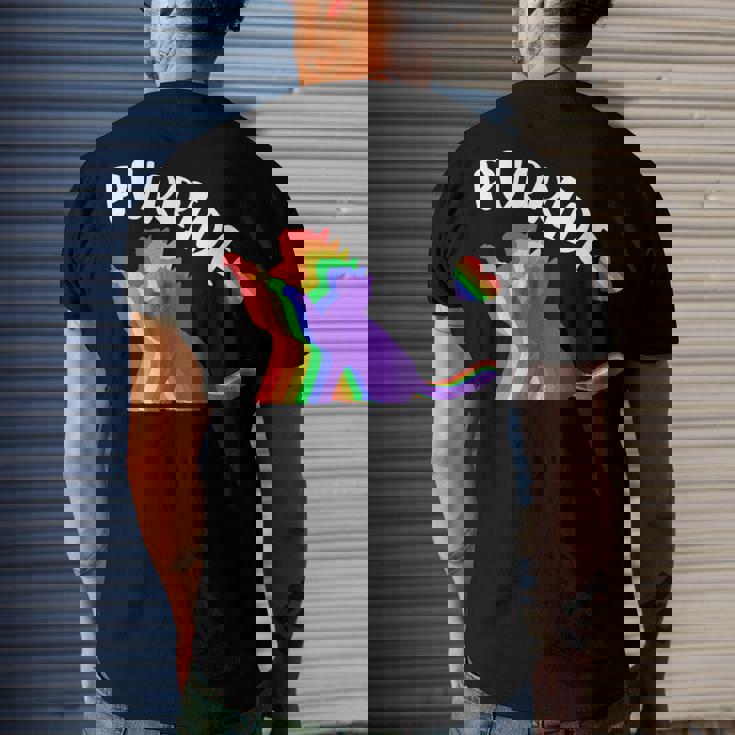 Purride Gay Pride Cat Pride Cat Cat Lgbtq Men's Back Print T-shirt Gifts for Him Purride Gay Pride Cat Pride Cat Cat Lgbtq Men's Back Print T-shirt Gifts for Him