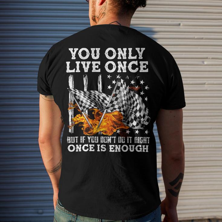 Racing You Only Live Once Men's Crewneck Short Sleeve Back Print T-shirt Gifts for Him