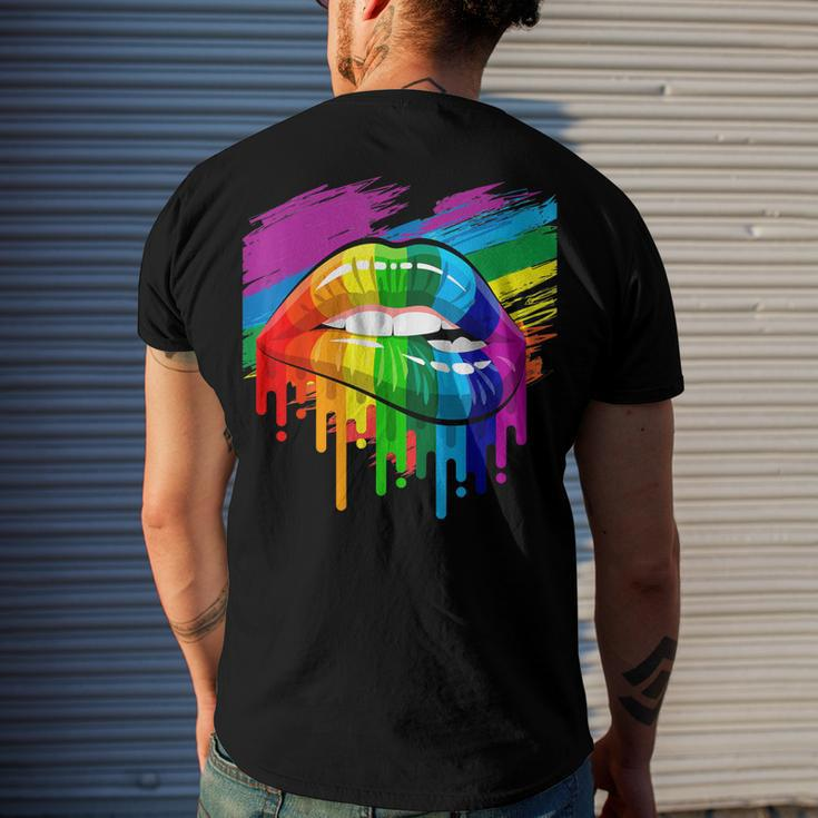 Rainbow Lips Lgbt Pride Month Rainbow Flag Men's Back Print T-shirt Gifts for Him