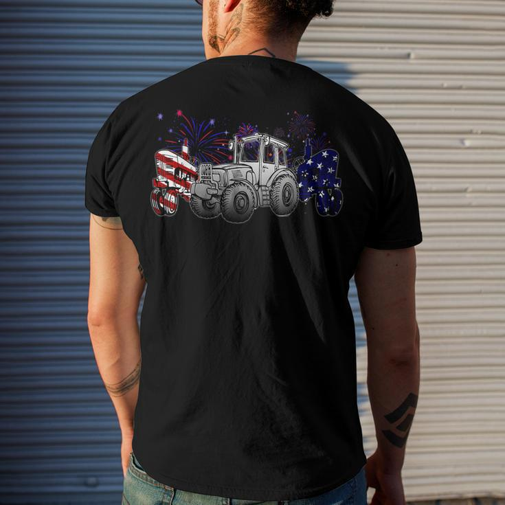 Red White Blue Tractor Usa Flag 4Th Of July Patriot Farmer Men's T-shirt Back Print Gifts for Him