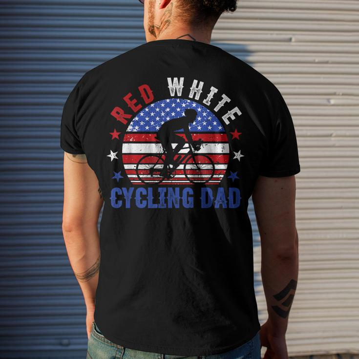 Mens Red White Cycling Dad 4Th Of July American Flag Men's T-shirt Back Print Gifts for Him