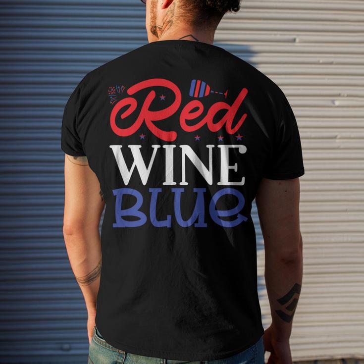 Red Wine Blue 4Th Of July Wine Red White Blue Wine Glasses V2 Men's Crewneck Short Sleeve Back Print T-shirt Gifts for Him