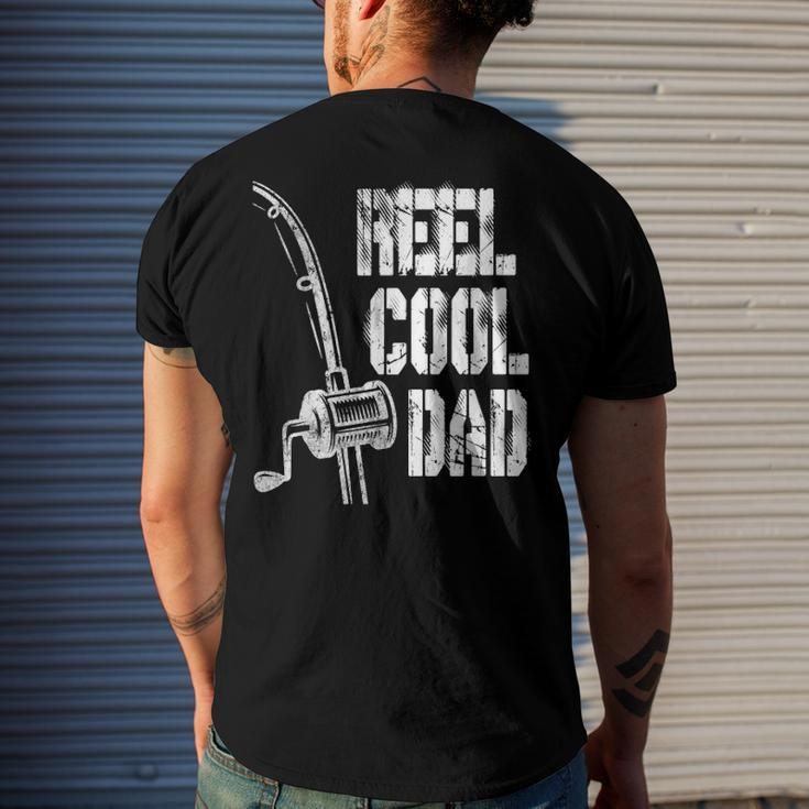 Mens Reel Cool Dad Fishing Daddy Mens Fathers Day Idea Men's Back Print T-shirt Gifts for Him