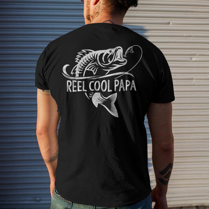 Reel Cool Papa Fishing Dad Fathers Day Fisherman Fish Men's T-shirt Back Print Gifts for Him