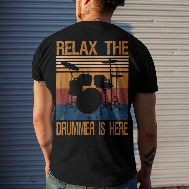 Relax The Drummer Here Men's Crewneck Short Sleeve Back Print T-shirt Gifts for Him