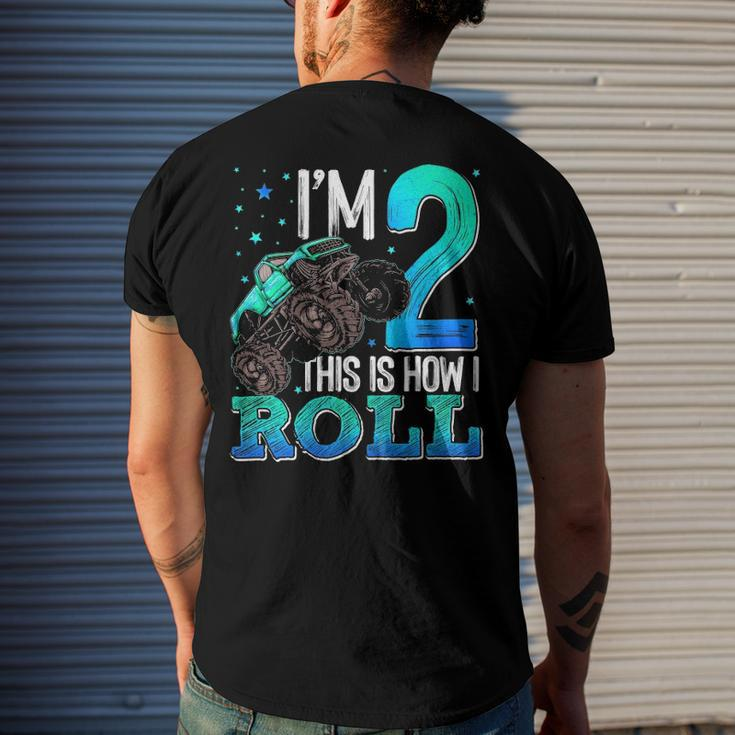 This Is How I Roll 2 Years Old Monster Truck 2Nd Birthday Men's Back Print T-shirt Gifts for Him