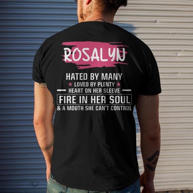 Rosalyn Name Rosalyn Hated By Many Loved By Plenty Heart On Her Sleeve Men's T-Shirt Back Print Gifts for Him