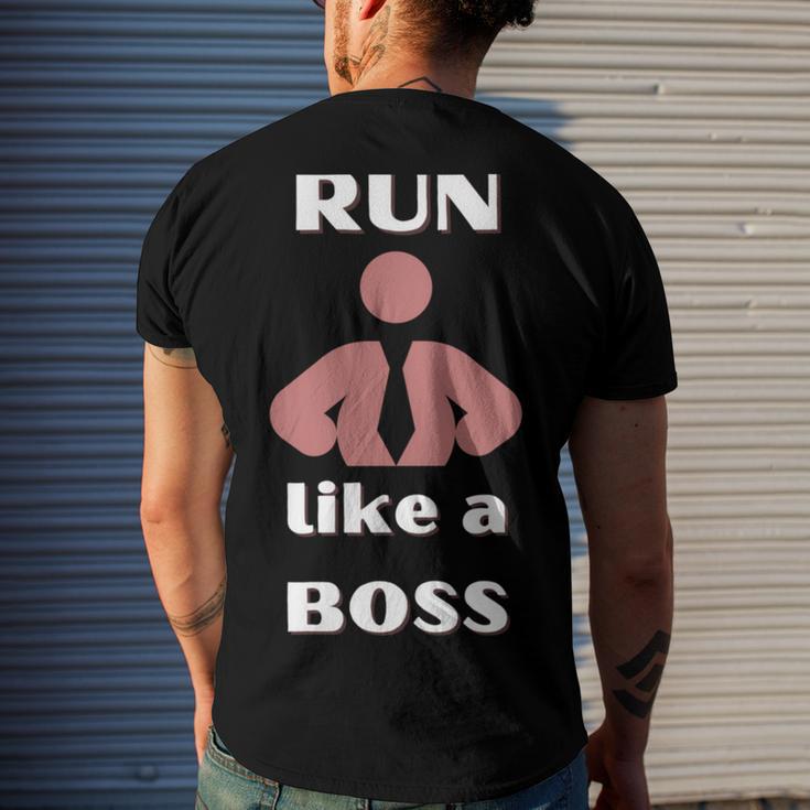 Run Like A Boss Funny Quote Men's Crewneck Short Sleeve Back Print T-shirt Gifts for Him