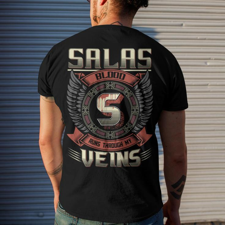 Salas Blood Run Through My Veins Name V3 Men's Crewneck Short Sleeve Back Print T-shirt Gifts for Him