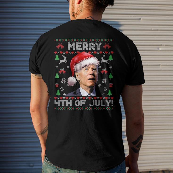 Santa Joe Biden Merry 4Th Of July Ugly Christmas Men's Back Print T-shirt Gifts for Him