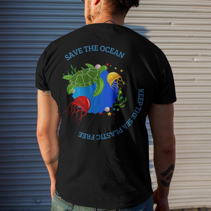 Save The Ocean Keep The Sea Plastic Free Men's Crewneck Short Sleeve Back Print T-shirt Gifts for Him