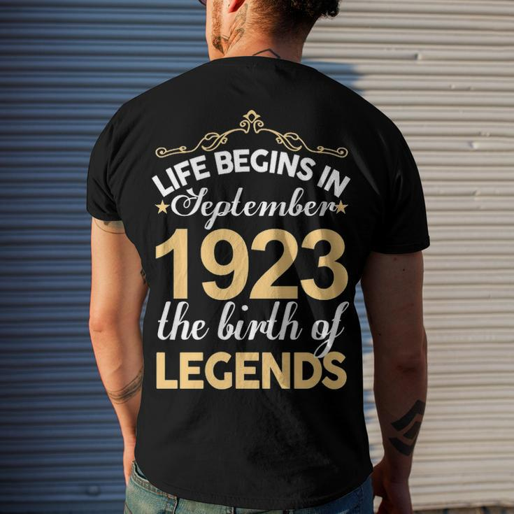 September 1923 Birthday Life Begins In September 1923 V2 Men's T-Shirt Back Print Gifts for Him
