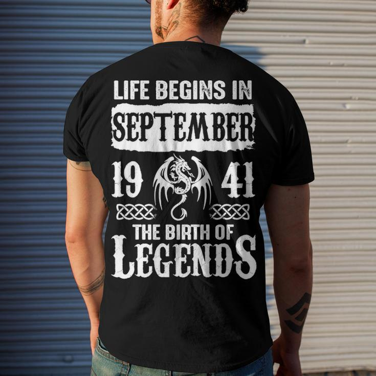 September 1941 Birthday Life Begins In September 1941 Men's T-Shirt Back Print Gifts for Him