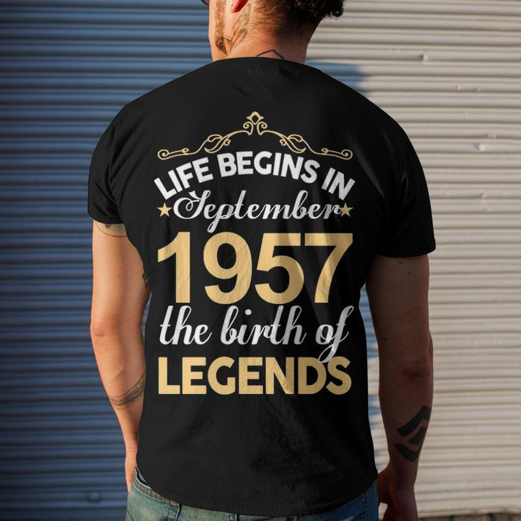 September 1957 Birthday Life Begins In September 1957 V2 Men's T-Shirt Back Print Gifts for Him