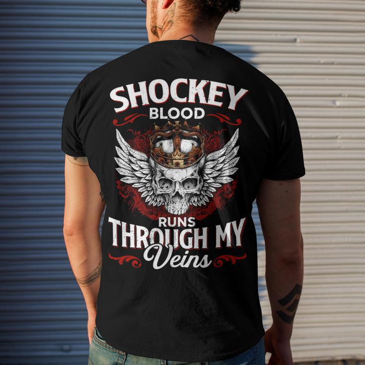 Shockey Blood Runs Through My Veins Name Men's Crewneck Short Sleeve Back Print T-shirt Funny Gifts