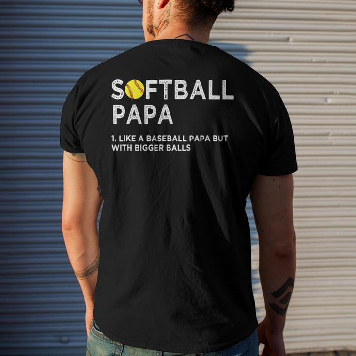 Softball Papa Like A Baseball But With Bigger Balls Father Men's Back Print T-shirt Gifts for Him