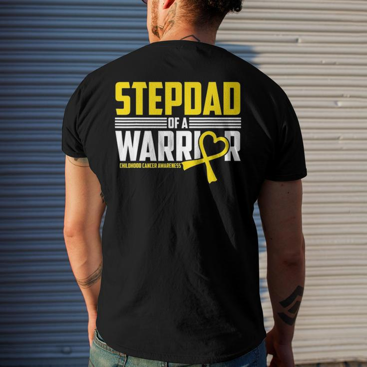 Mens Stepdad Childhood Cancer Awareness Survivor Ribbon Warrior Men's Back Print T-shirt Gifts for Him