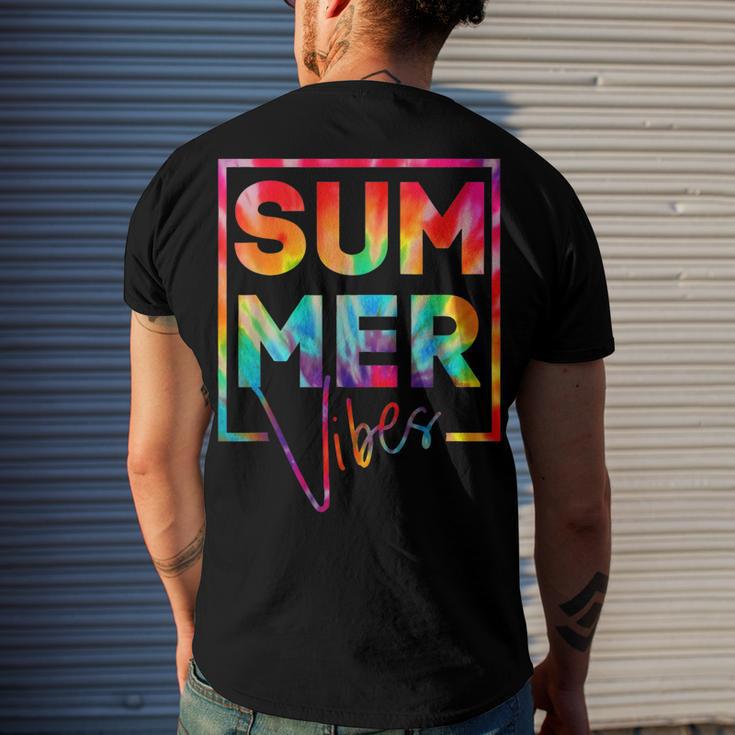 Summer Vibes Tie Dye Hello Summer Vacation Men's Crewneck Short Sleeve Back Print T-shirt Gifts for Him