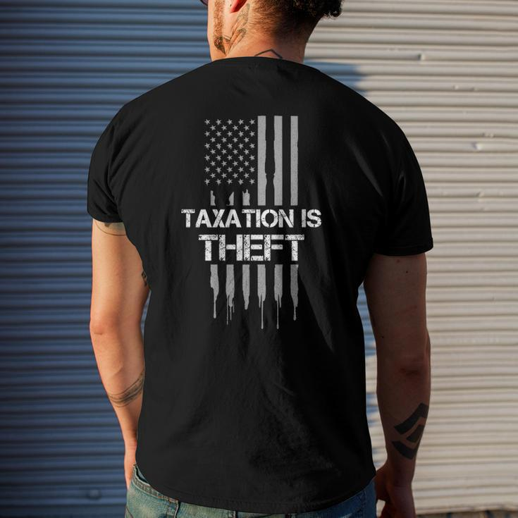 Taxation Is Theft American Flag 4Th Of July Men's Back Print T-shirt Gifts for Him