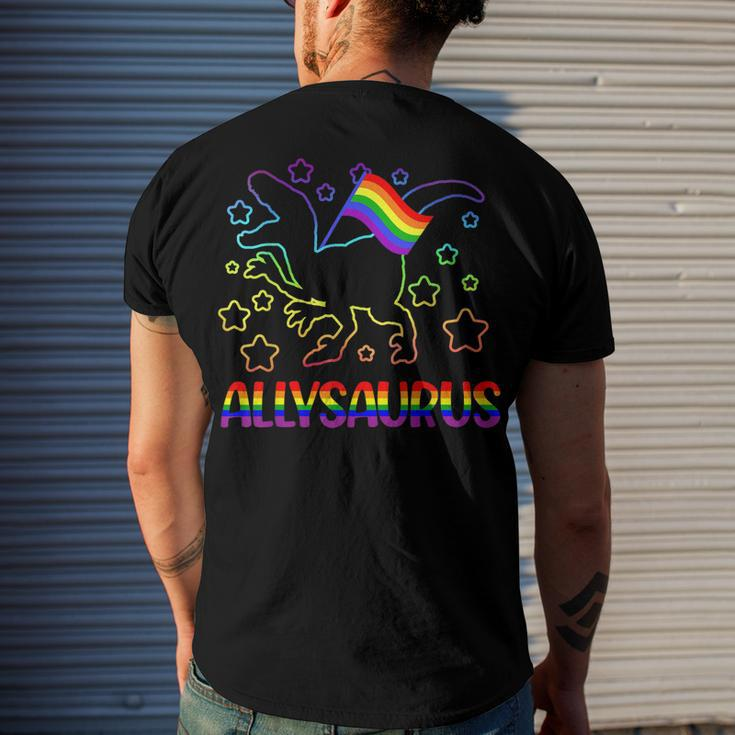Trans Ally Allysaurus Gay Pride Lgbtq Trans Flag Dinosaur V3 Men's T-shirt Back Print Gifts for Him