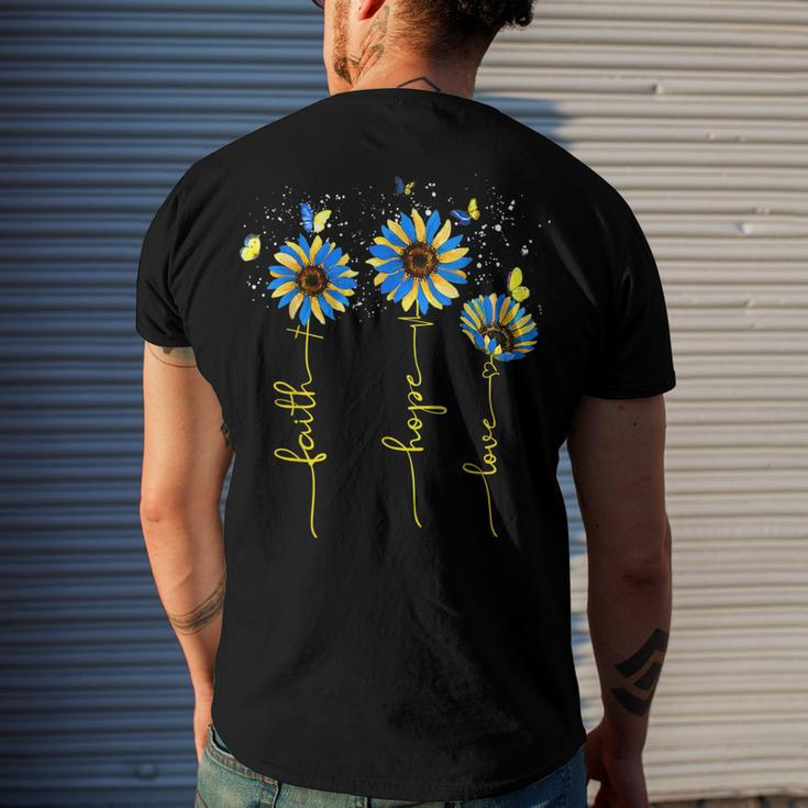 Ukraine Flag Sunflower Vintage Faith Cross Hope Love Men's T-shirt Back Print Gifts for Him
