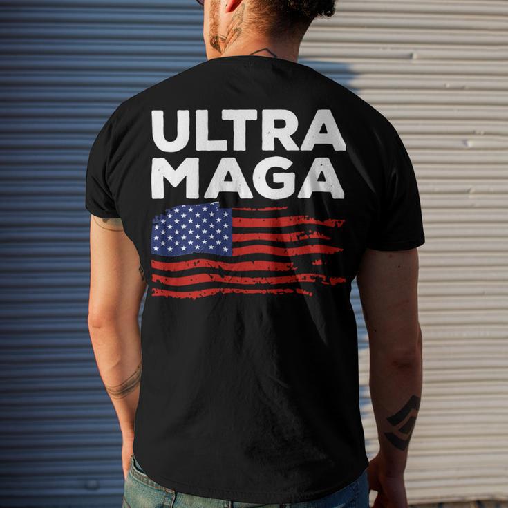 Ultra Maga Proud American Distressed Flag Patriotic Gift Men's Crewneck Short Sleeve Back Print T-shirt Gifts for Him