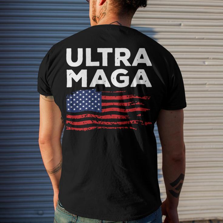 Ultra Maga Proud American Distressed Flag Patriotic Men's Crewneck Short Sleeve Back Print T-shirt Gifts for Him