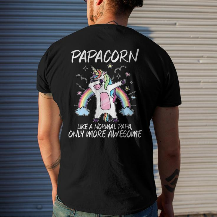Unicorn Dabbing Papacorn Like Normal Papa Only More Awesome Men's Back Print T-shirt Gifts for Him