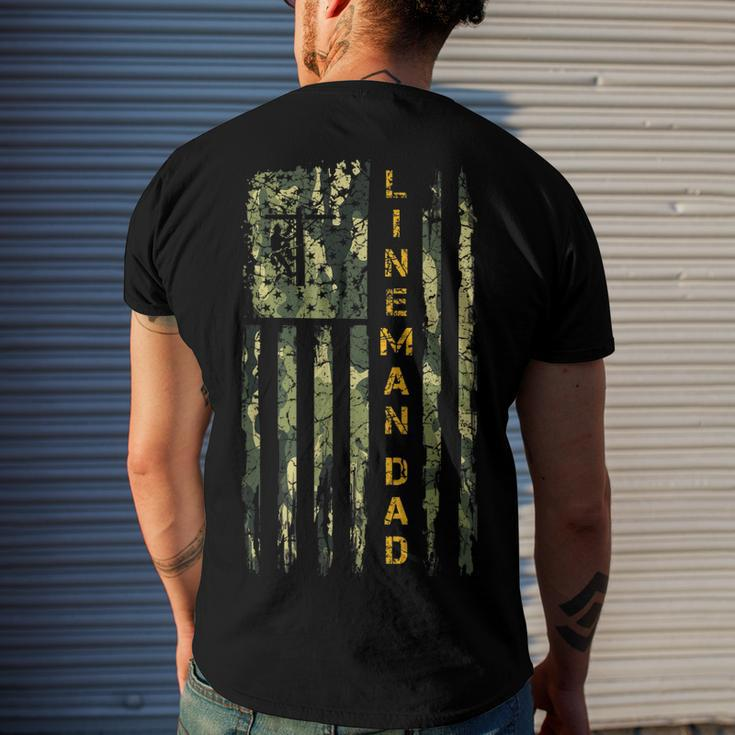 Usa Camo Flag Proud Electric Cable Lineman Dad Silhouette Men's T-shirt Back Print Gifts for Him