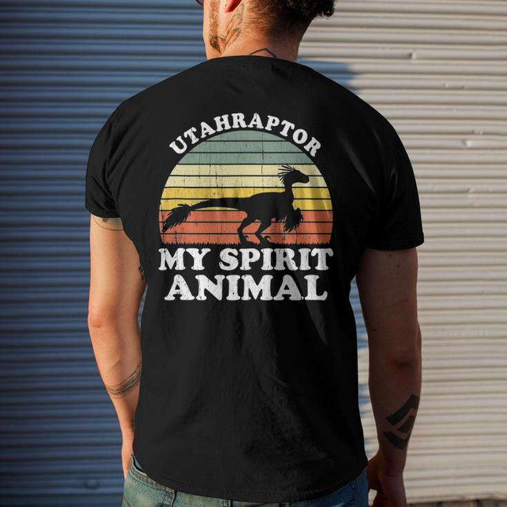 Utahraptor Dinosaur Spirit Animal Paleontologist Men's Back Print T-shirt Gifts for Him